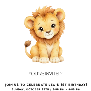 Editable Watercolor Lion Kids Birthday Invitation Template